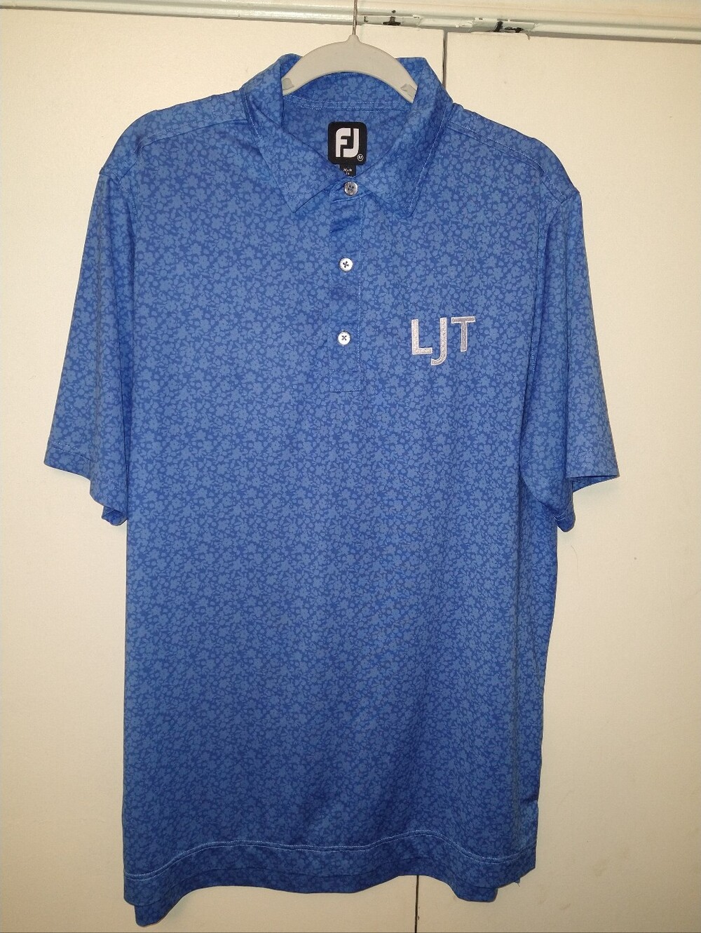 Footjoy FJ Floral Print Short Sleeve Polo Golf Shirt Men's sz Medium LJT Logo.